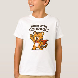 Roar With Courage Cute Orange Tiger Design T-shirt