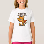 Roar With Courage Cute Orange Tiger Design T-shirt (Voorkant)