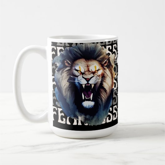 Roar zonder Vrees – Leeuw zonder Angst  Koffiemok (Links)