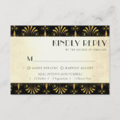Roarin 20s Decadentie | Goud Zwart Art Deco Entree RSVP Kaartje (Voorkant)