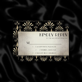 Roarin 20s Decadentie | Sepia Gold Black Art Deco RSVP Kaartje