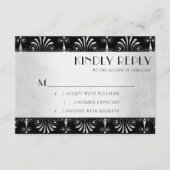 Roarin 20s Decadentie | Zilver en zwart Art Deco RSVP Kaartje (Voorkant)