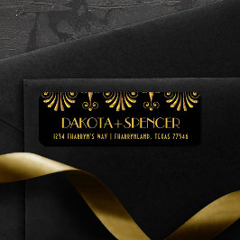 Roarin 20s Gold en Black Modern Art Deco-adres Etiket
