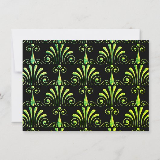 Roarin 20s Green and Black Art Deco Murder Mystery Kaart (Achterkant)