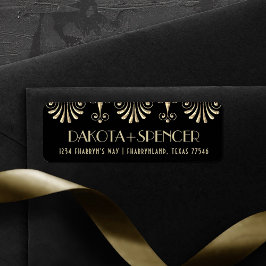 Roarin 20s Sepia Gold en Black Art Deco Adres Etiket
