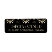 Roarin 20s Sepia Gold en Black Art Deco Adres Etiket (Voorkant)