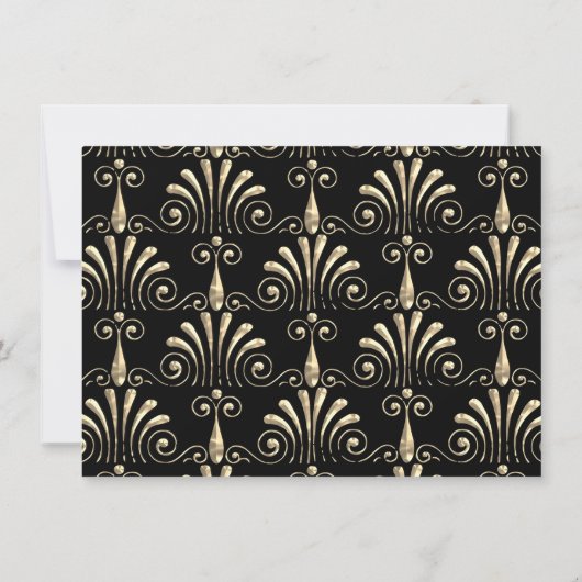 Roarin 20s Sepia Gold en Black Art Deco Wedding Kaart (Achterkant)
