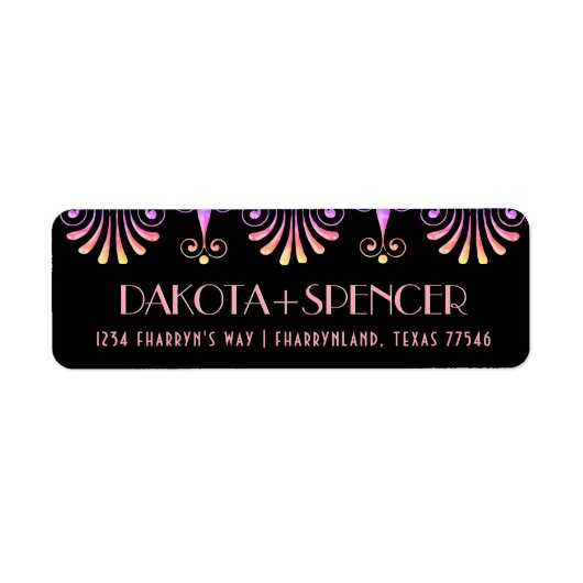 Roarin 20s Silver Black Modern Art Deco-adres Etiket (Voorkant)