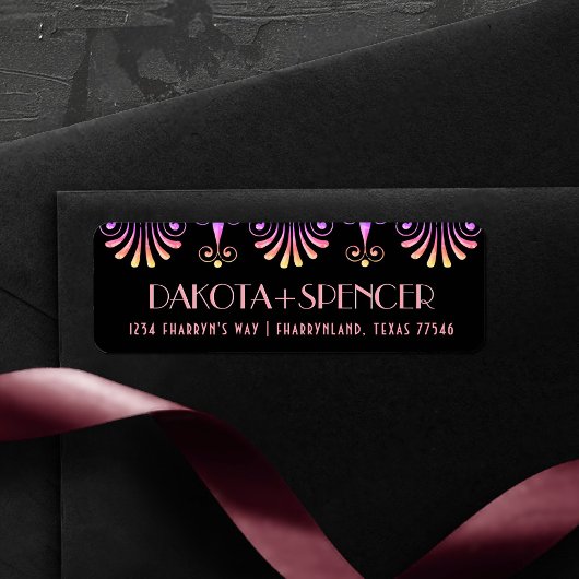 Roarin 20s Silver Black Modern Art Deco-adres Etiket