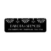 Roarin 20s Zilver op zwart modern Deco-adres voor  Etiket (Voorkant)