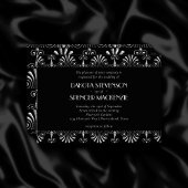 Roarin 20s Zilver over zwart modern decohuwelijk Kaart