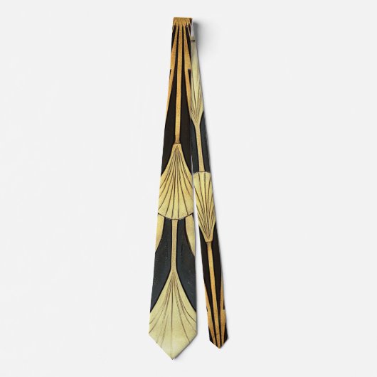 Roaring 1920's Art Deco Egyptisch Zwart en Goud Stropdas (Voorkant)