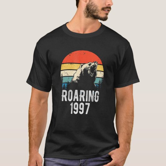 Roaring 1997  Retro Sunset Beer Animal 25th T-shirt (Voorkant)