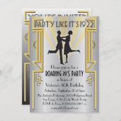 Roaring 20 Art Deco Charleston Party Uitnodiging (Voorkant / Achterkant)