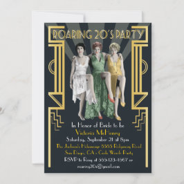 Roaring 20 Art Deco Flapper Party Kaart