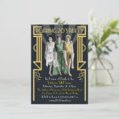 Roaring 20 Art Deco Flapper Party Kaart (Staand voorkant)