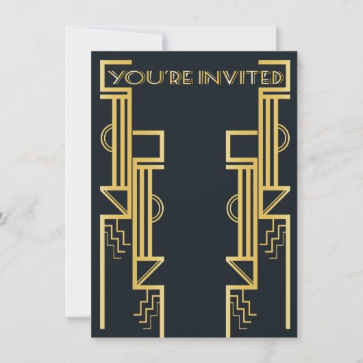 Roaring 20 Art Deco Flapper Party Kaart (Achterkant)