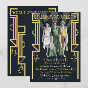 Roaring 20 Art Deco Flapper Party Kaart
