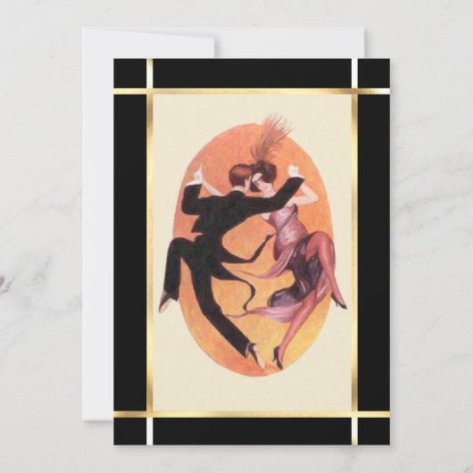 Roaring 20-dansende paardenstaart kaart (Achterkant)