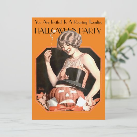 Roaring 20 Halloween Party Invitation Sjabloon Kaart (Staand voorkant)