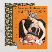 Roaring 20 Halloween Party Invitation Sjabloon Kaart (Voorkant / Achterkant)