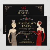 Roaring 20-inch Flapper Gold Glitter Red Black Ret Kaart (Voorkant / Achterkant)