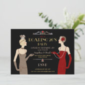 Roaring 20-inch Flapper Gold Glitter Red Black Ret Kaart (Staand voorkant)