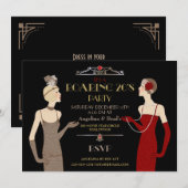 Roaring 20-inch Flapper Gold Glitter Red Black Ret Kaart (Voorkant / Achterkant)