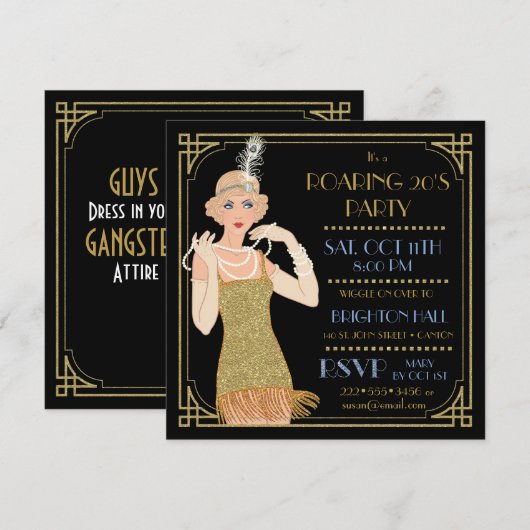 Roaring 20-inch flatpanel met zwart glitter-beelds kaart (Voorkant / Achterkant)