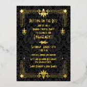 Roaring 20-jarige tienerjaren Art Deco Engagement  Folie Uitnodiging (Voorkant)