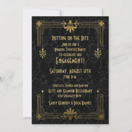 Roaring 20-jarige tienerjaren Art Deco Engagement  Kaart