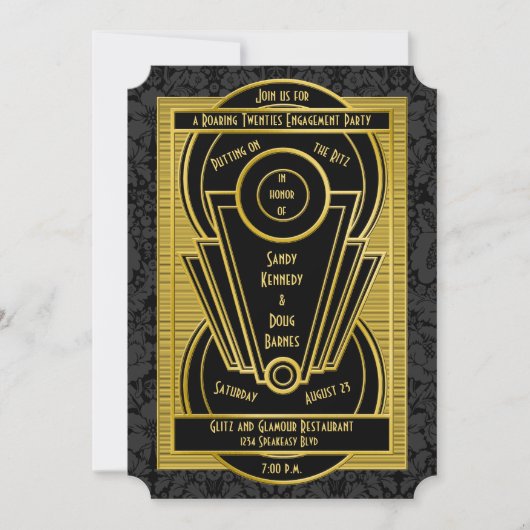 Roaring 20-jarige tienerjaren Art Deco Engagement Kaart (Voorkant)