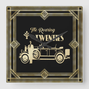 Roaring 20-kunst deco 1920 vierkante klok