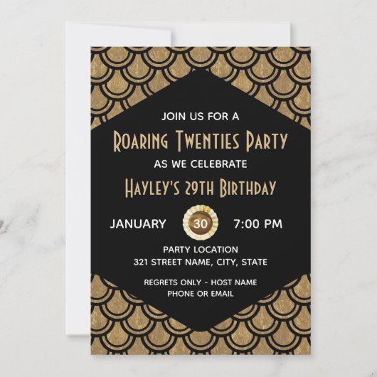 Roaring 20-partijuitnodiging kaart (Voorkant)