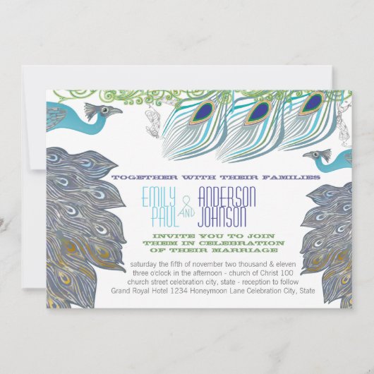 Roaring 20 Peacock Peacock Feathers Kaart (Voorkant)