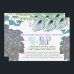 Roaring 20 Peacock Peacock Feathers Kaart<br><div class="desc">zie meer  vredesproducten Peacock Wedding Invitding  Art Nouveau Peacock Bird Parade Wedding - zie meer  vogelproducten</div>