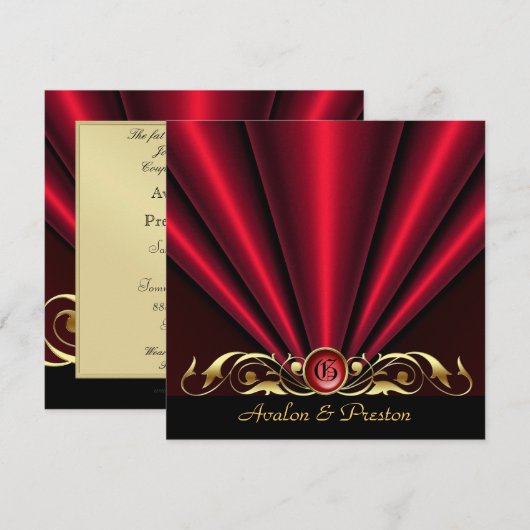 Roaring 20 Red Art Deco Bridal Shower Invitation Kaart (Voorkant / Achterkant)