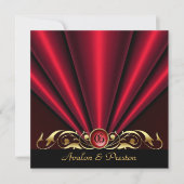 Roaring 20 Red Art Deco Bridal Shower Invitation Kaart (Voorkant)