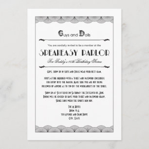 Roaring 20 Speakeasy Theme Party-uitnodigingen Kaart