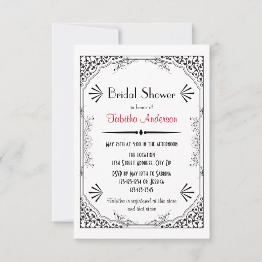 Roaring 20s - 3x5 bruidsdouche uitnodiging (Voorkant)