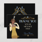 Roaring 20s Afrikaanse Amerikaanse flater Hartelij Bedankkaart (Voorkant / Achterkant)
