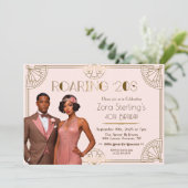 Roaring 20s Afro-Amerikaanse bruiloft Jubileum Kaart (Staand voorkant)