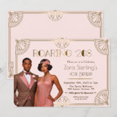 Roaring 20s Afro-Amerikaanse bruiloft Jubileum Kaart (Voorkant / Achterkant)