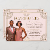 Roaring 20s Afro-Amerikaanse bruiloft Jubileum Kaart (Voorkant / Achterkant)