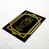 Roaring 20s Art Deco Black | 40e verjaardag van he Folie Uitnodiging (Gedraaid)