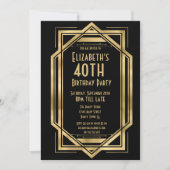 Roaring 20s Art Deco Black | Goud 40e verjaardag Kaart (Voorkant)