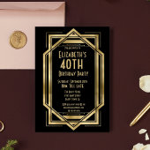 Roaring 20s Art Deco Black | Goud 40e verjaardag Kaart
