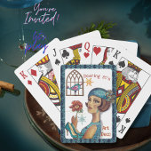 Roaring 20's Art Deco Blue Trim Pokerkaarten