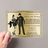 Roaring 20s art deco flapper girl en gangster acryl uitnodigingen (Insitu (Draagbaar))