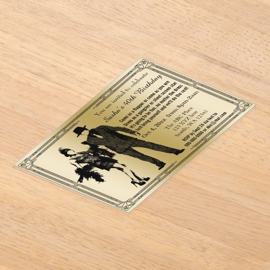 Roaring 20s art deco flapper girl en gangster acryl uitnodigingen (Laagn)